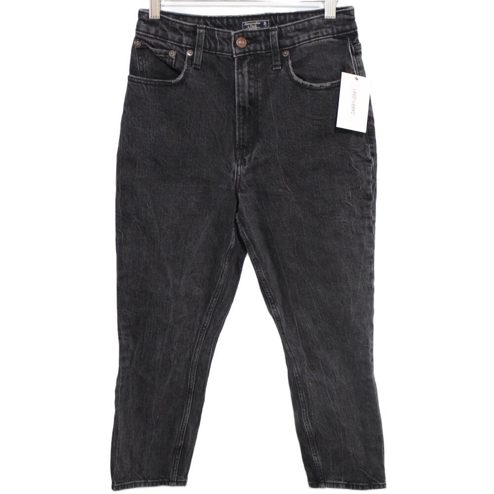 Abercrombie & Fitch Curve Love High Rise Mom Jean Black Denim Jeans Size 26 2